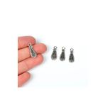 yfhobi 4 Adet - 21 Mm Damla Desenli Metal Uç, Takı Malzemesi, Boyalı Gümüş Kaplama
