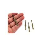 yfhobi 4 Adet - 6x51 Mm Bar, Baklava Desenli, Metal Uç, Sallantı, Takı Malzemesi, Antik Sarı Kaplama