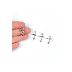 yfhobi 5 Adet - 20 Mm Çift Delik Kuş Desenli Metal Uç, Takı Malzemesi, Boyalı Gümüş Kaplama