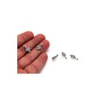 yfhobi 8 Adet - 7x16 Mm Baklava Desenli, Metal Uç, Takı Malzemesi, Boyalı Gümüş Kaplama, Z78