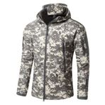 YFNT Erkek Askeri Taktik Ceketler Softshell Kış Sıcak Polar Kapşonlu Ceket Açık Yürüyüş Avcılık Ceket, Acu Kamuflaj, XL