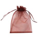 YFZYT 100 adet beyaz organze hediye çantası, hediye, şeker, takı, çikolata, ziyafet dekorasyonu, düğün partisi için, 7 x 9 cm, kahverengi