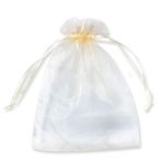 YFZYT 100 adet beyaz organze hediye çantası, hediye, şeker, takı, çikolata, ziyafet, düğün partisi, 13 x 18 cm, bej