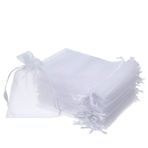 YFZYT 100 adet beyaz organze hediye çantası, hediye, şeker, takı, çikolata, ziyafet, düğün partisi, 20 x 30 cm, beyaz