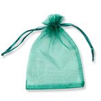 YFZYT 100 adet beyaz organze hediye çantası, hediye, şeker, takı, çikolata, ziyafet, düğün partisi, 20 x 30 cm, koyu yeşil