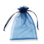 YFZYT 100 adet beyaz organze hediye çantası, hediye, şeker, takı, çikolata, ziyafet, düğün partisi dekorasyonu için, 7 x 9 cm, mavi