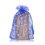 YFZYT 100 adet organze kese, organze kese, hediye kesesi, takı kesesi, parti, oyun, düğün dekorasyonu için, 8 x 11 cm, mavi, gümüş