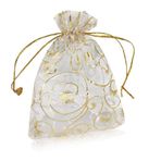 YFZYT 100 adet organze kese, takı torbası, organze kese, hediye, organze çanta, düğün kesesi, takı, bayram, parti, Noel hediyesi için, 9 x 12 cm, beyaz#2