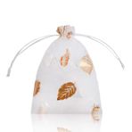YFZYT 100 adet organze torba, bronzlaştırıcı yapraklar, organze kese, takı torbası, hediye, organze, düğün kesesi, kutlama parti torbası, 13 x 18 cm, yapraklar