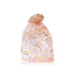YFZYT 100 adet organze torba, organze kese, büzme ipli hediye torbası, takı torbası, düğün için hediye - 10 x 15 cm, pembe altın