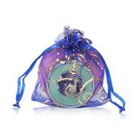 YFZYT 100 adet renkli organze kese, organze torba, misafir hediyeleri, bonbon, organze, ipli takı torbası, düğün, Noel, parti, bahçe için, 10 x 15 cm, mavi altın