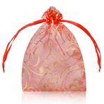 YFZYT 100 adet renkli organze kese, renkli organze kese, takı kesesi, hediye torbası, Noel organze çanta, düğün hediyesi, evlilik kutlaması, parti, 9 x 12 cm, kırmızı #1