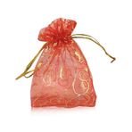 YFZYT 100 adet renkli organze kese, renkli organze kese, takı torbası, hediye torbası, Noel organze çanta, düğün hediyesi, evlilik kutlaması, parti, 9 x 12 cm, kırmızı #2