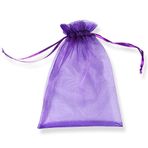 YFZYT 100 adet şeffaf organze torba dekorasyon ve düğün hediyeleri için takı şeker hediyesi, 10 x 15 cm, derin mor