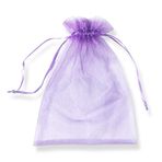 YFZYT 100 adet şeffaf organze torba dekorasyon ve düğün hediyeleri için takı şeker hediyesi, 9 x 12 cm, açık mor