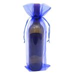 YFZYT 14 x 37 cm Şarap Büzme İpli Organze Kese, Şeffaf Ambalaj Torbası Hediye Torbası Takı Torbası Düğün Kutlaması için Şarap Şişeleri - 20 Adet, Kraliyet Mavisi
