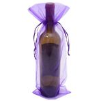 YFZYT 14 x 37 cm Şarap Büzme İpli Organze Kese, Şeffaf Ambalaj Torbası Hediye Torbası Takı Torbası Düğün Kutlaması için Şarap Şişeleri - 50 Adet, Koyu Mor