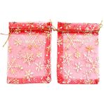 YFZYT Hediye Çanta Organze Kar Tanesi Bronzlaştırıcı Düğün Parti Takı Sarma Ambalaj Çantaları Paraları Şeker Tohum Çanta Saklama Çantası - 100pcs, 9x13 cm, Kırmızı#E
