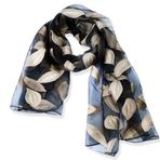 YFZYT Kadınlar için organze şal, tüy nakışlı desenli/kadınlar için şık aksesuar/organze şal, boyun atkısı/omuz şalı/şal şifon Stola Scarves, Bej yapraklar, 180cm*70cm
