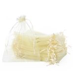 YFZYT Organze kese, 100 adet, organze torba, organze torba, 17 x 23 cm, saten kordonlu, hediye keseli takı torbası, Noel kutlaması, parti ve düğün için, büyük boy ambalaj (bej)