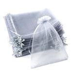 YFZYT Organze kese, 100 adet, organze torba, organze torba, 17 x 23 cm, saten kordonlu, Noel kutlaması, parti ve düğün için hediye kesesi, büyük boy ambalaj (gri)