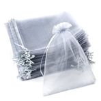 YFZYT Organze kese, 50 adet, organze torba, organze torba, 30 x 40 cm, saten kordonlu. Hediye keseli takı torbası, Noel kutlaması, parti ve düğün için, büyük boy ambalaj (gri)