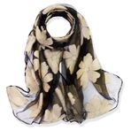 YFZYT Organze Şal, Kadınlar için Tüy Nakışlı Desen/Kadınlar için Şık Aksesuar / Organze Şal / Boyun Fuları / Omuz Bezi / Şal Şifon Stola Scarves Her iki çiçek 180cm*70cm