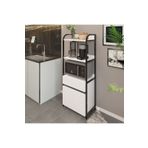 ygdecor Çok Amaçlı Dolap Mutfak Bangosu Mikrodalga Fırın Mini Fırın Dolabı Çekmeceli 2 Kapaklı Dolap Kahve