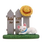 YGMONER Araba Gösterge Paneli Mini Heykelcik, Reçine Köpek ve Kedi Araba İç Dekor Masa Bibloları Mikro Manzara için Bahçe Heykeli (Bahçede Uyuyan Kedi)