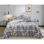 YGT Home Bubble Soft Tavşan Tüyü Çift Kişilik Yatak Örtüsü Seti Gri 220 x 240 - 220 x 240 cm