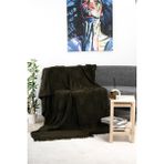 YGT Home Dama Örgü Saçaklı Triko Tv Battaniyesi 130 x 170| Koltuk Örtüsü Nefti Yeşili - 130 x 170 cm