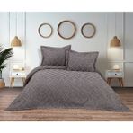 YGT Home Luisa Jakarlı Çift Kişilik Sakallı Yatak Örtüsü Takımı Gri | Iskandinav Pike Takımı - Kahve - 250 x 260 cm