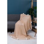 YGT Home Menekşe 10 Ponpon Triko Örgülü Tv Battaniyesi 130 x 170 | Koltuk Örtüsü - Bacak Şalı-Koltuk Dekoru Somon - 130 x 170 cm