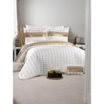 Ygt Home Mikro Kumaş Çeyizlik Dantelli Kapitone Dikiş Çift Kişilik Yatak Örtüsü - 250 x 260 cm - Krem - Gold