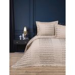 YGT Home Nope Jakarlı Çift Kişilik Yatak Örtüsü Takımı 3 Parça Krem-Kahve | Pike Takımı Bohem - Krem - Gri - 250 x 260 cm