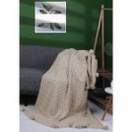 YGT Home Sarma 10 Ponpon Triko Örgülü Tv Battaniyesi 130 x 170| Koltuk Örtüsü - Bacak Şalı - Ev Dekorasyonu - 130 x 170 cm - Bej