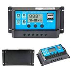 Y&H 10 A solar şarj regülatörü, 12 V/24 V solar şarj kontrol cihazı, solar panel, akü, akıllı regülatör, 5 V çift USB bağlantı noktası, LCD ekran