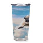 YHEGBFD Seyahat Kahve Kupası,Komik Kaplumbağa Pug Köpek Baskı Araba Kupası,Kahve Fincanı,Dökülme Korumalı Kahve Kupaları,Kapaklı Plastik Kahve Fincanları