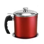 Yheonver domuz pastırması yağ kabı, 1,3 l, süzgeçli, yağ süzgeci (kırmızı)