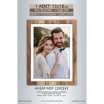 yhfoto 1 Adet 13x18 Çerçeve Ahşap-Beyaz Şeritli Çerçeve Mdf Çerçeve Pvc'li Fotoğraf Kahverengi 13 x 18