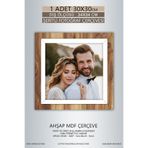 yhfoto 1 Adet 30x30 Çerçeve Ahşap Beyaz Şeritli Fotoğraf Mdf Çerçeve Kare Çerçeve Kahverengi 300 x 300