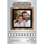 yhfoto 10 Adet 10x10 Çerçeve Ahşap-Siyah Şeritli Fotoğraf Mdf Çerçeve Kare Çerçeve Kahverengi-Çok Renkli 10 x 10