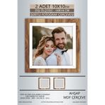 yhfoto 2 Adet 10x10 Çerçeve Ahşap Beyaz Şeritli Fotoğraf Mdf Çerçeve Kare Çerçeve Kahverengi 10 x 10