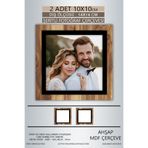 yhfoto 2 Adet 10x10 Çerçeve Ahşap-Siyah Şeritli Fotoğraf Mdf Çerçeve Kare Çerçeve Kahverengi-Çok Renkli 10 x 10