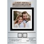 yhfoto 2 Adet 10x10 Çerçeve Siyah-Beyaz Şeritli Fotoğraf Mdf Çerçeve Kare Çerçeve Siyah 10 x 10