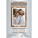yhfoto 2 Adet 10x15 Çerçeve Ahşap-Beyaz Şeritli Çerçeve Mdf Çerçeve Pvc'li Fotoğraf Kahverengi 10 x 15