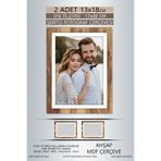 yhfoto 2 Adet 13x18 Çerçeve Ahşap-Beyaz Şeritli Çerçeve Mdf Çerçeve Pvc'li Fotoğraf Kahverengi 13 x 18