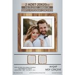 yhfoto 2 Adet 20x20 Çerçeve Ahşap Beyaz Şeritli Fotoğraf Mdf Çerçeve Kare Çerçeve Kahverengi 200 x 200