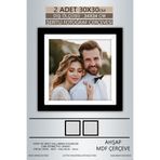 yhfoto 2 Adet 30x30 Çerçeve Siyah-Beyaz Şeritli Fotoğraf Mdf Çerçeve Kare Çerçeve Siyah 300 x 300