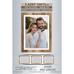 yhfoto 3 Adet 10x15 Çerçeve Ahşap-Beyaz Şeritli Çerçeve Mdf Çerçeve Pvc'li Fotoğraf Kahverengi 10 x 15